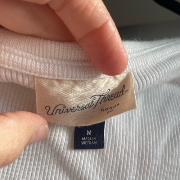 Universal Thread White Long Sleeve Ribbed Tee - Picture 2 of 2